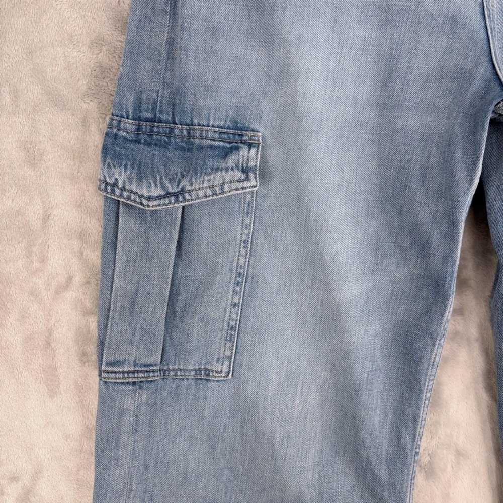 Gap Cargo Jeans Womens 14/32R (Fits 34x30) High Rise Light Wash Wide Leg Baggy - Picture 4 of 13